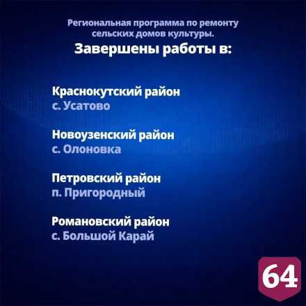В 17 селах Саратовской области завершили ремонт домов культуры